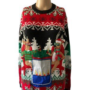 33 Degrees Cheers to Deer's and Beers Size S Ugly Christmas Fun Sweater